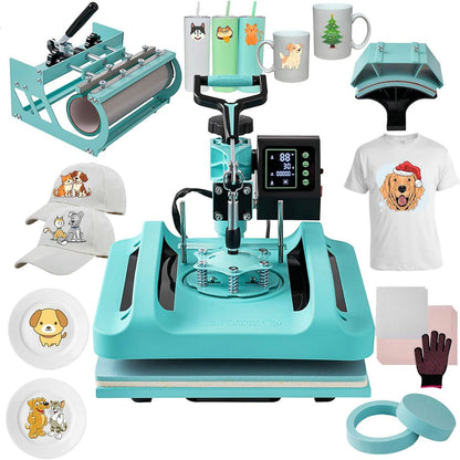 15"X15" 5 in 1 Heat Press Machine Digital Transfer Sublimation T-Shirt Mug Hat