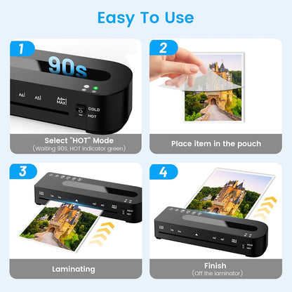 9 Inch Laminator Machine Hot & Cold with 20 Laminating Sheets and Trimmer | A4 Laminating Machine for Office, School, Business and Home
