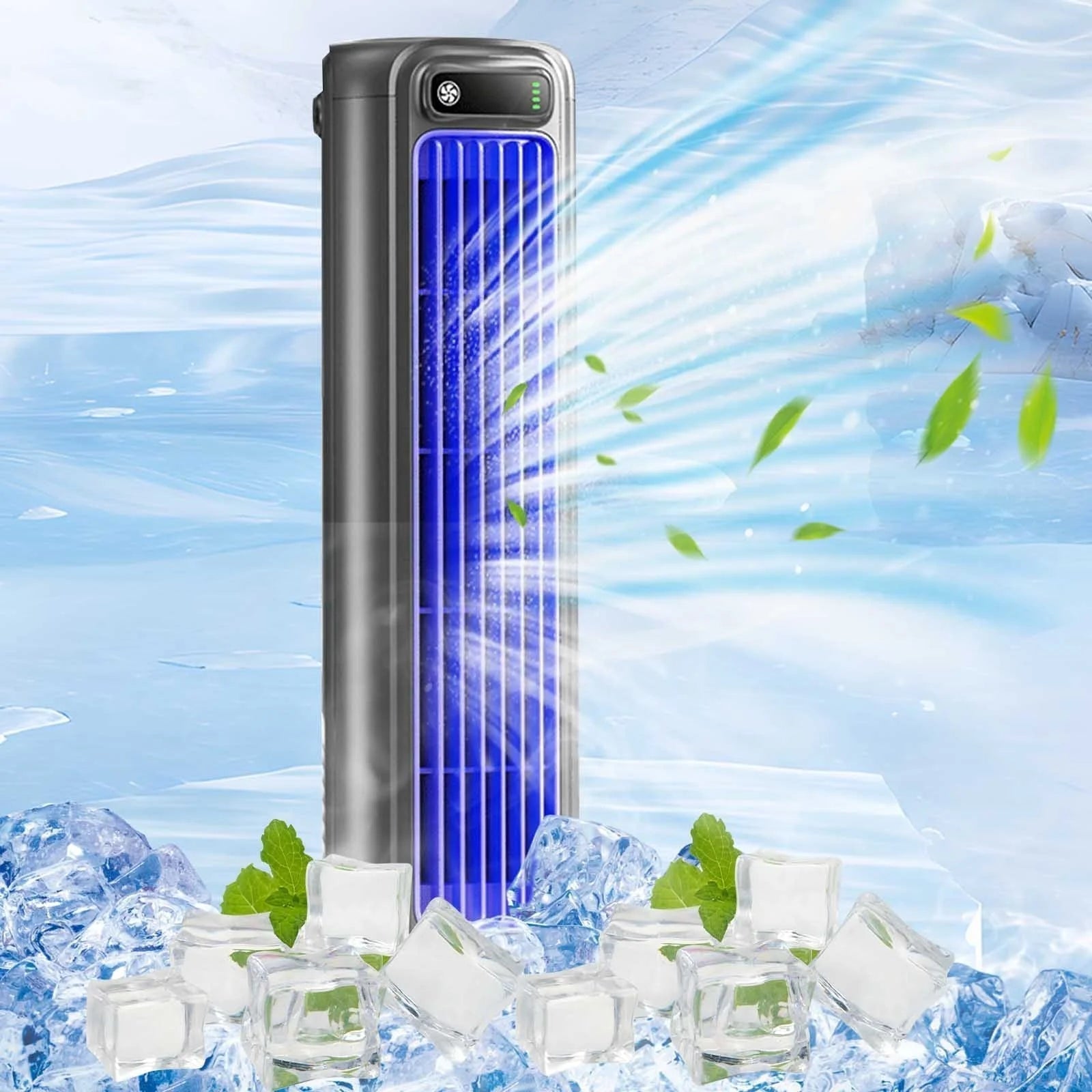 Sherum Cooling Ace, 2025 New Cooling Ace Air Conditioner, Compact, Portable ＆ Convenient Desktop Tower Fan with Three Speed Settings and Silent Operation for Kitchen, Bedroom, Outdoor Picnic (Gray)