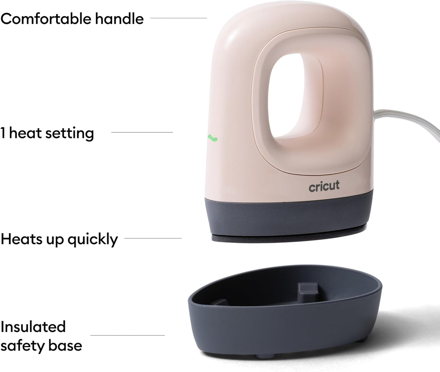 Cricut Easypress Mini™ LT - Blush Pink - Mini Heat Press | Pressing Shoes, Baby Clothes, T-Shirts, & More - Easy to Use with a Single Setting - Precision Tip - Portable Mini Iron