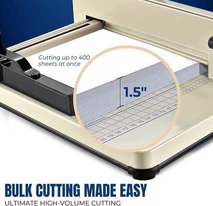 Flexzion Guillotine Paper Cutter 12" A4 Professional Industrial Heavy Duty Scrapbooking Metal Base Trimmer Machine 400 Sheet Capacity for Office Commercial Photocopy Printing Shop | Large Industrial Paper Cutter for A4 Stacks; Hardened Steel Blade for Office, School, and Commercial Paper Cutting