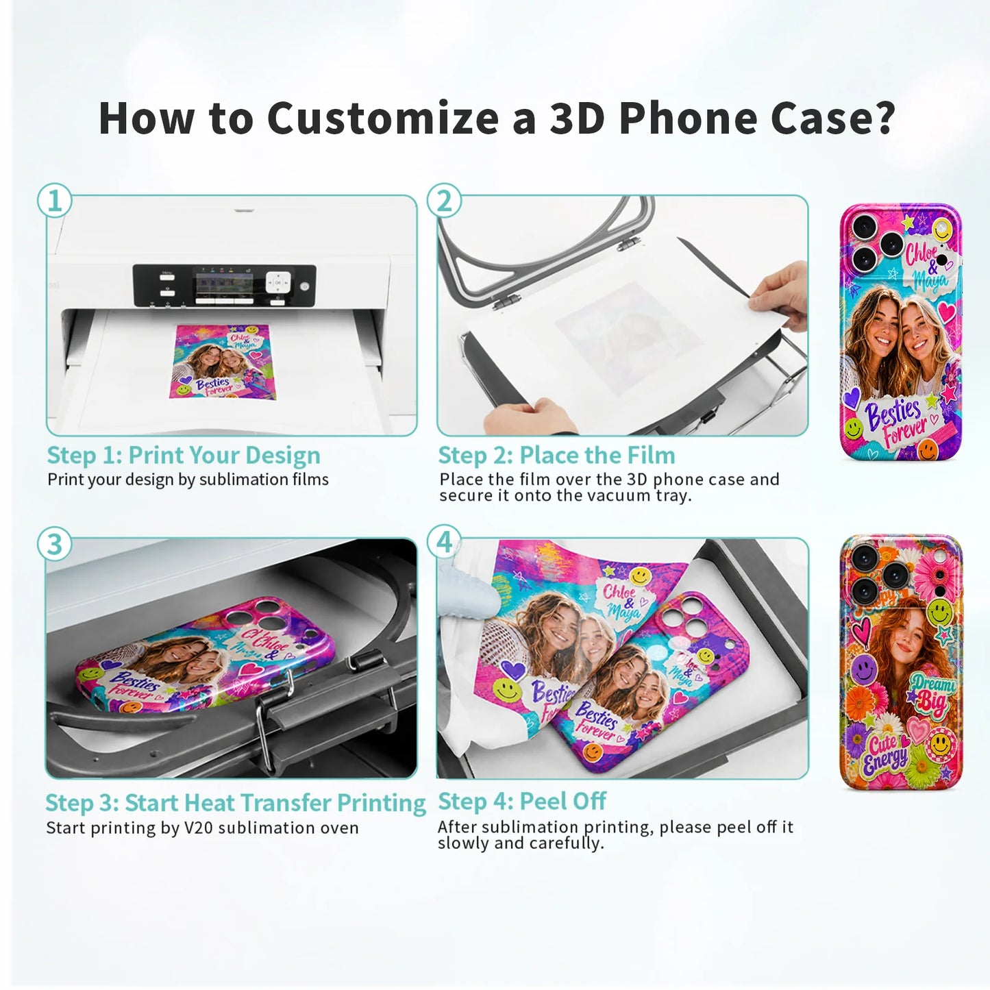 3D Iphone Case Kit with 1 Pack 3D Printing Metal Mold Iphone Cover Tool and 8 Pack Blank Sublimation Phone Case for Iphone(Ship from China)