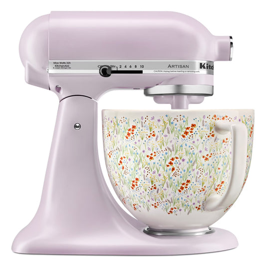Artisan Series 5-Quart Tilt-Head Stand Mixer, Wildflower with Ceramic Bowl, Flat Beater, Dough Hook, Whip