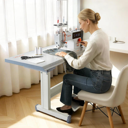 VEVOR Industrial Lockstitch Sewing Machine, 550W Servo Motor Commercial Sewing Machine Set with Table Stand, 5000 SPM High Speed, Auto Thread Trimmer, Metal Frame for Denim Cotton Sewing