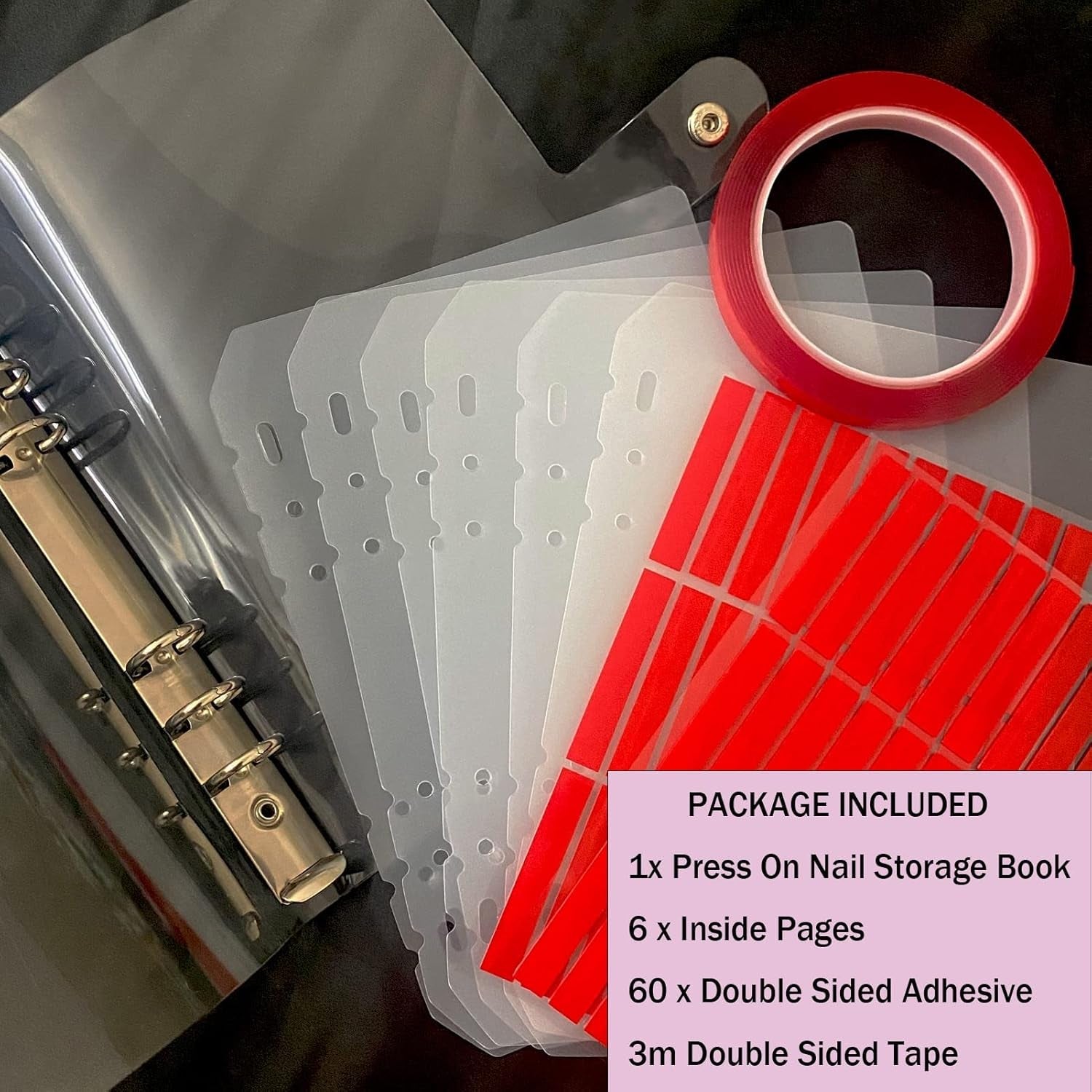 Press on Nail Organizer 10 PCS Clear Empty Press on Nail Storage Press on Nail Packaging for Fake Nail Storage Nail Display Book Nail Salon Press on Nail Supplies Organizer with Nail Tape