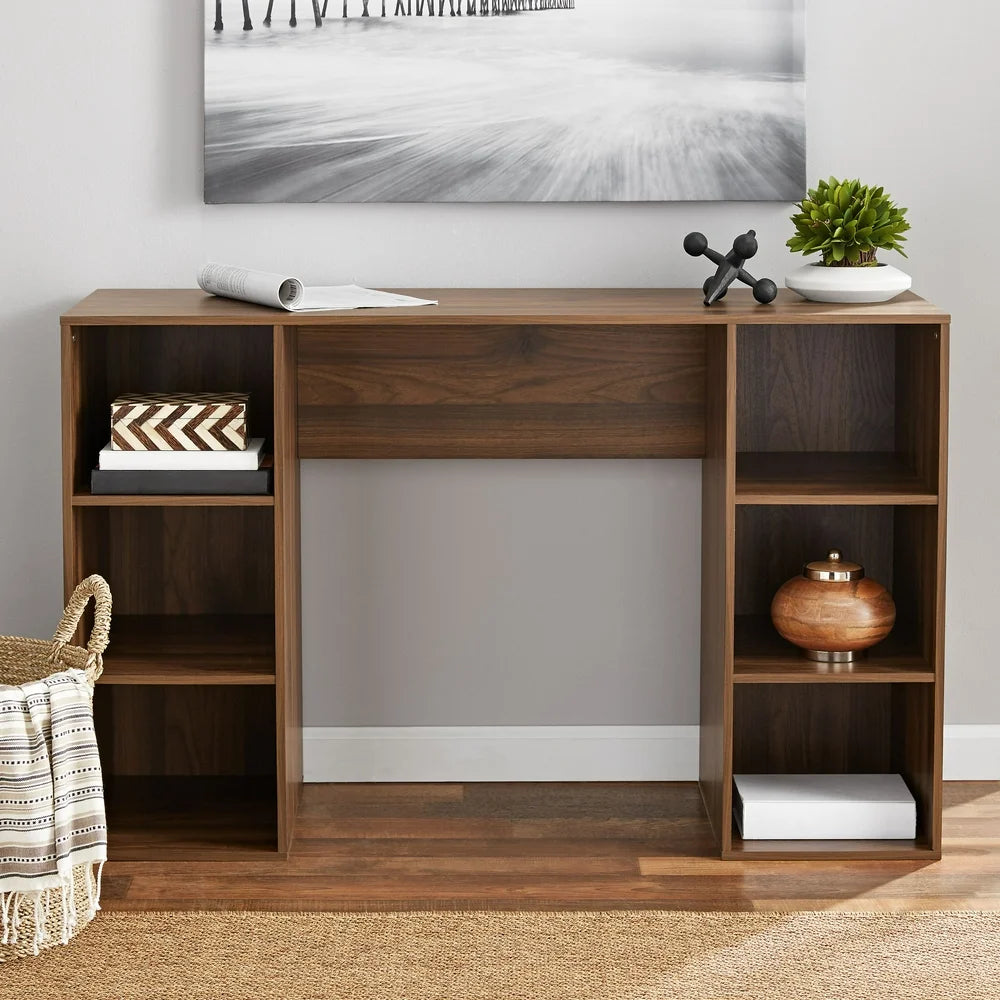 6-Cube Storage Computer Desk, Canyon Walnut