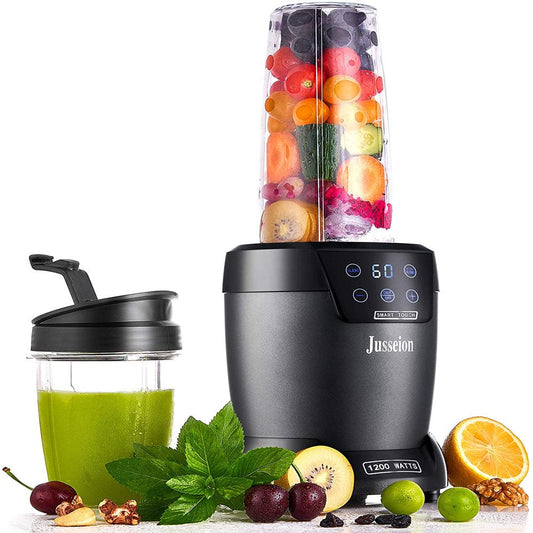 Smoothie Blender - 1200W Auto-Blend Bullet Blender for Shakes and Smoothies - Easy Clean Countertop Blender with Touch Screen and Timer - with 18 and 35 Ounce Blender Cups and To-Go Lids