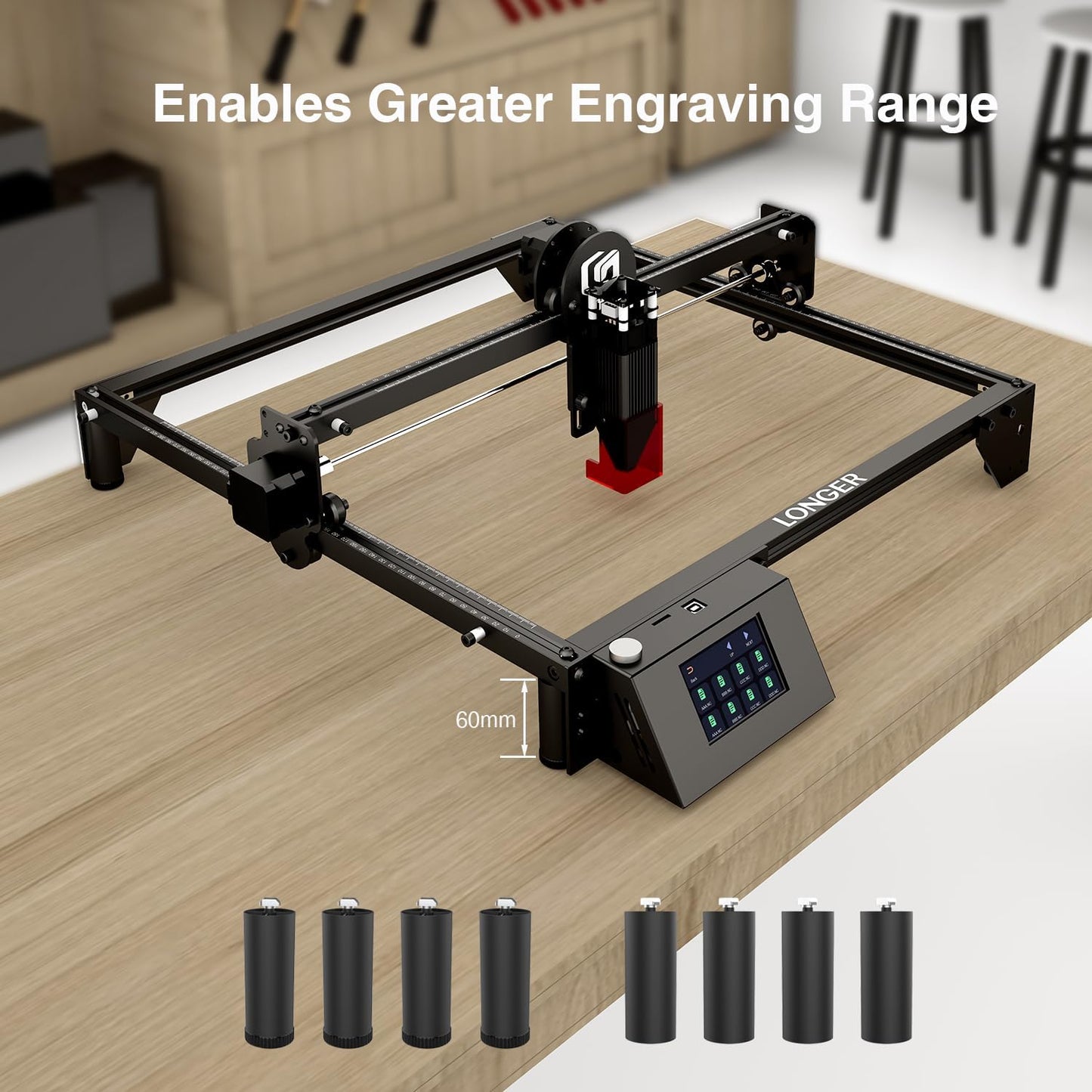 Longer Ray5 Laser Engraver Height Extension Kit 8 Riser Pads, Specially Designed for Laser Engraving Machines