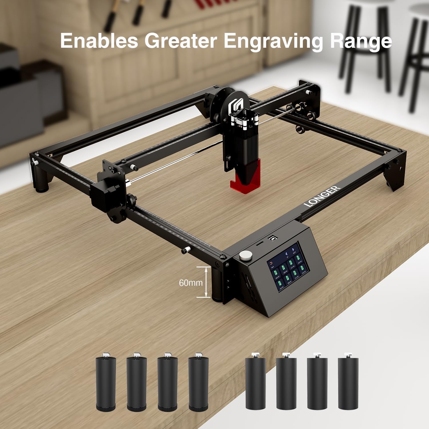 Longer Ray5 Laser Engraver Height Extension Kit 8 Riser Pads, Specially Designed for Laser Engraving Machines