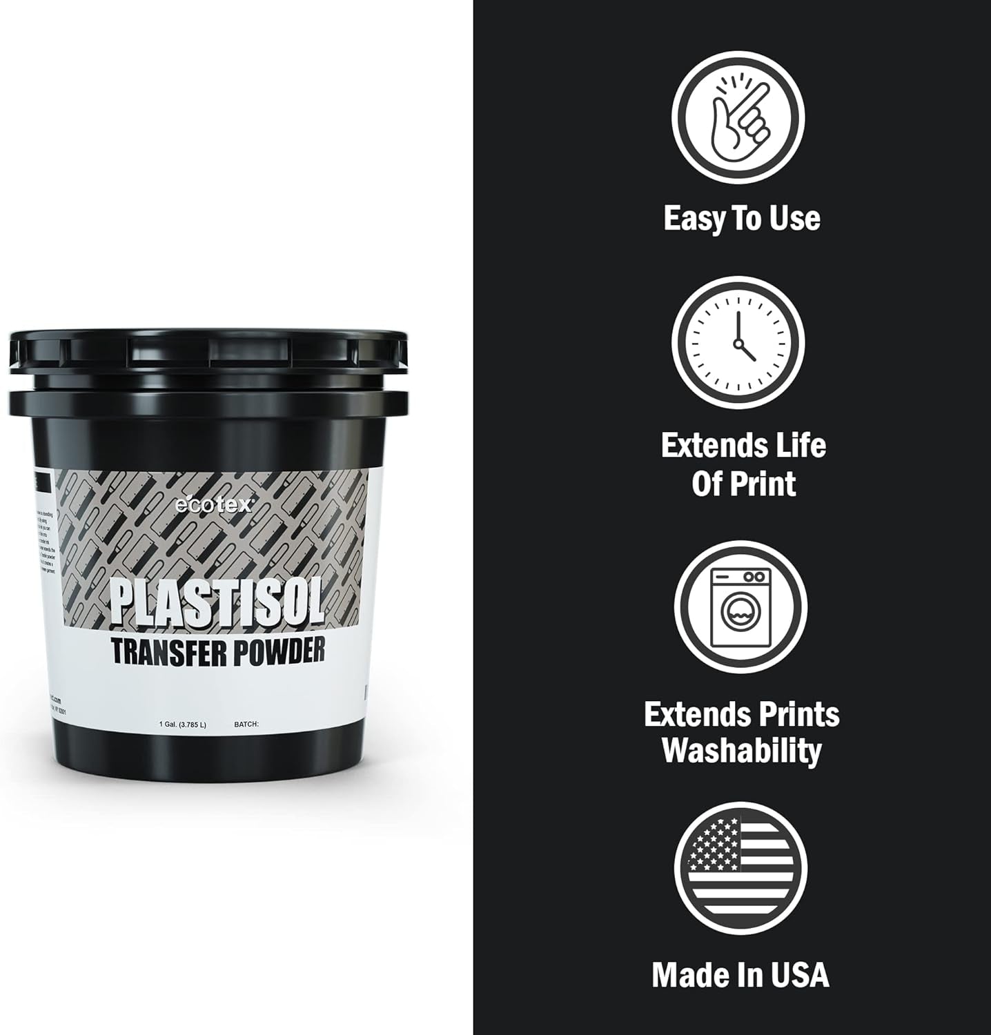 Ecotex® Plastisol Transfer Powder Screen Printing (1LB) - Bonding Powder to Heat Transfer Ink, Extends Screen Print Life, Heat Press Plastisol Transfer Powder - Iron on Transfer Powder for Fabric