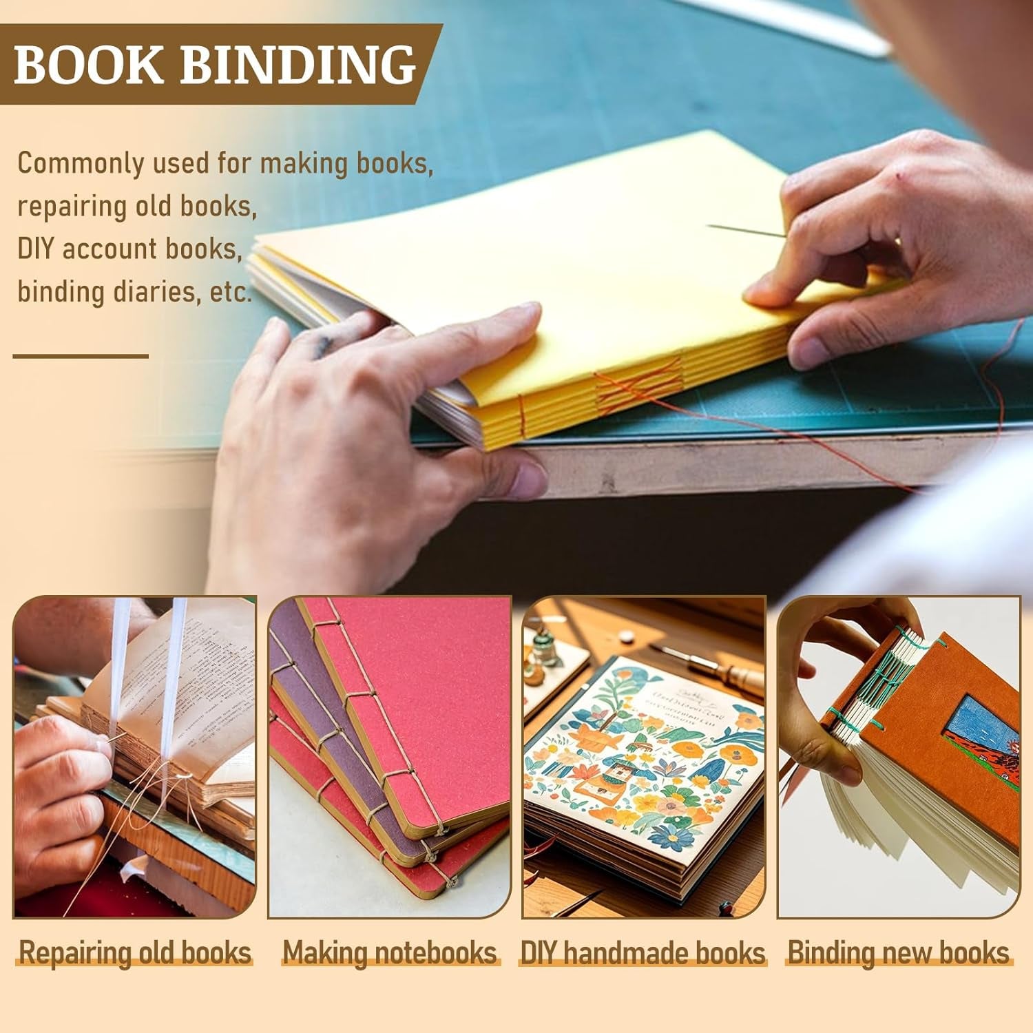 Book Binding Kits Bookbinding Kit Book Binding Materials Bone Folder Tool | 33 Pcs Paper Folding Tool Book Binding Supplies with Sewing Needle Waxed Thread Steel Ruler Awl for Bookbinding