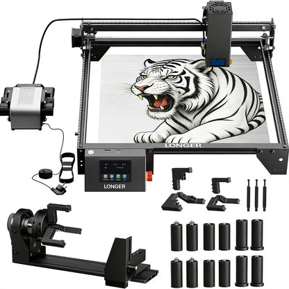 Longer Ray5 20W Laser Engraver with Air Assist Kit 3-In-1 Rotary Roller Kit DIY CNC Laser Cutter Tool for Metal Glass Wood,Engraving Area 400 * 365Mm
