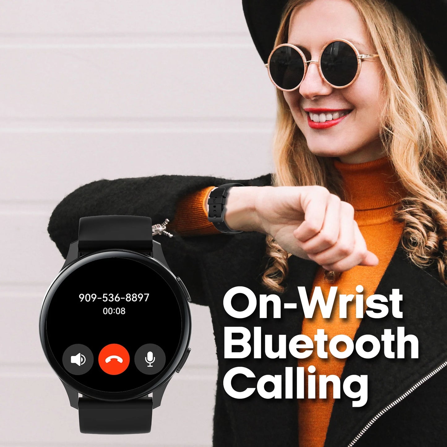 Callie Smartwatch with 1.43" AMOLED Display, Call Functionality, Heart Rate Monitor, IP68 Waterproof, 100 Workout Modes, Compatible with Iphone and Android