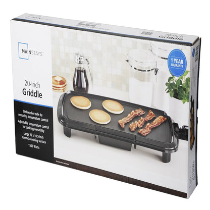 Dishwasher-Safe 20" Black Griddle with Adjustable Temperature Control