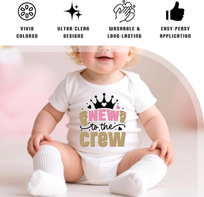 Dazoratix Baby Girl Iron on Transfers - 20 Sheets Cute Onesie Newborn Princess DTF Ready to Press Heat Patches Vinyl Stickers Decals for T Shirts Clothing Clothes Pillow Appliques DIY Craft Decoration