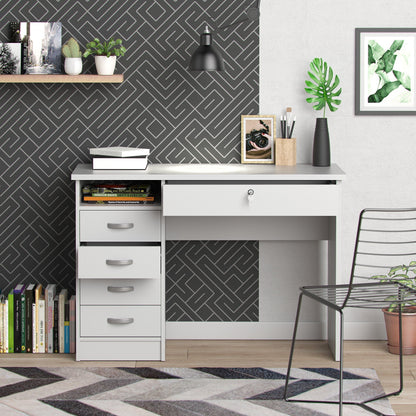Walden 5 Drawer Office Desk with 1 Locking Drawer for Adults, White