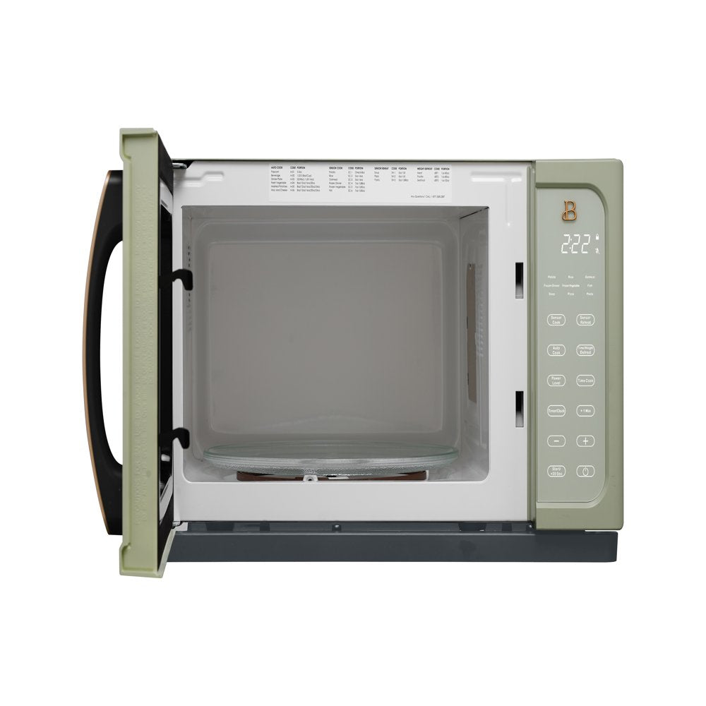 1.1 Cu Ft 1000 Watt, Sensor Microwave Oven, Sage Green by Drew Barrymore, New