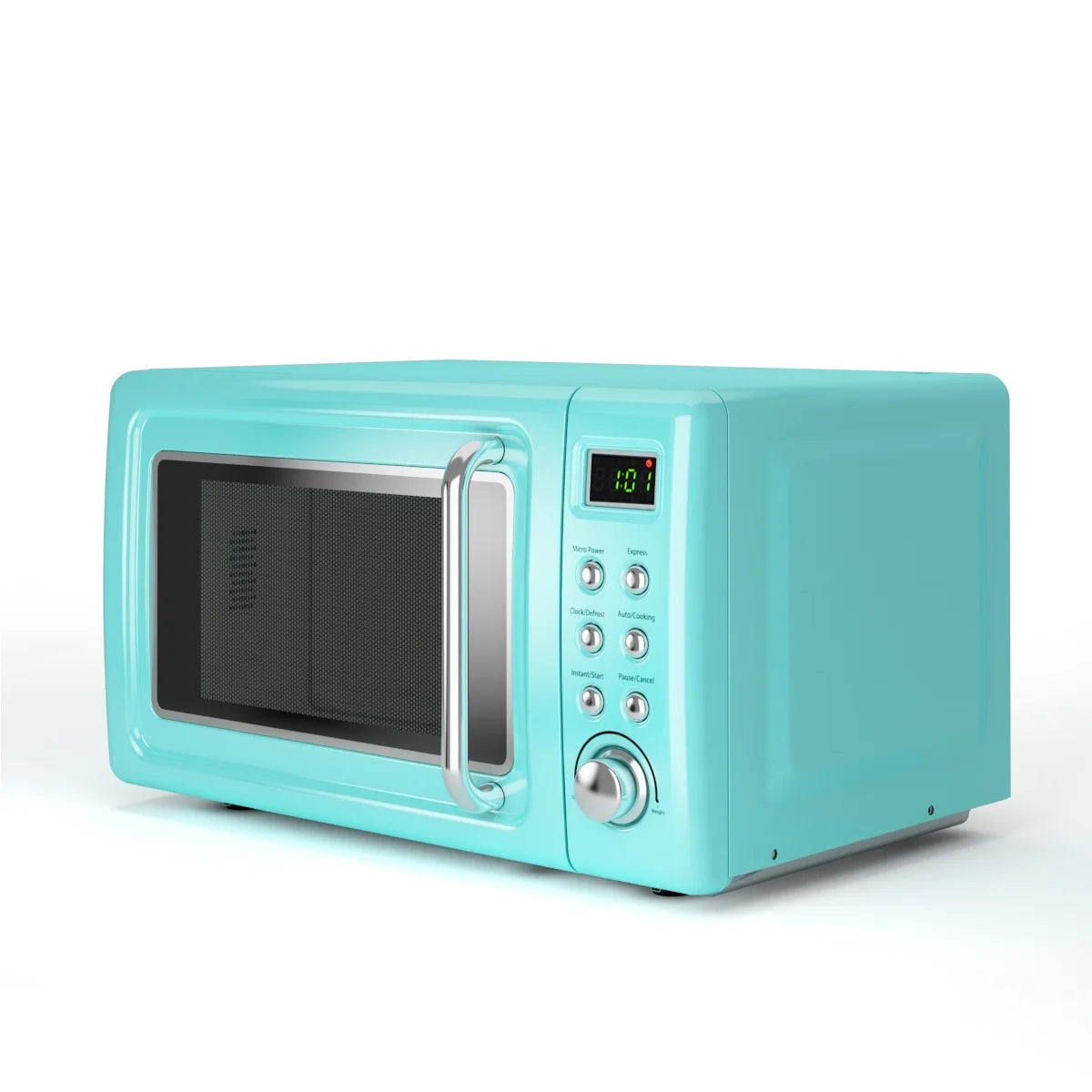 0.7Cu.Ft Retro Countertop Microwave Oven 700W LED Display Glass Turntable Green