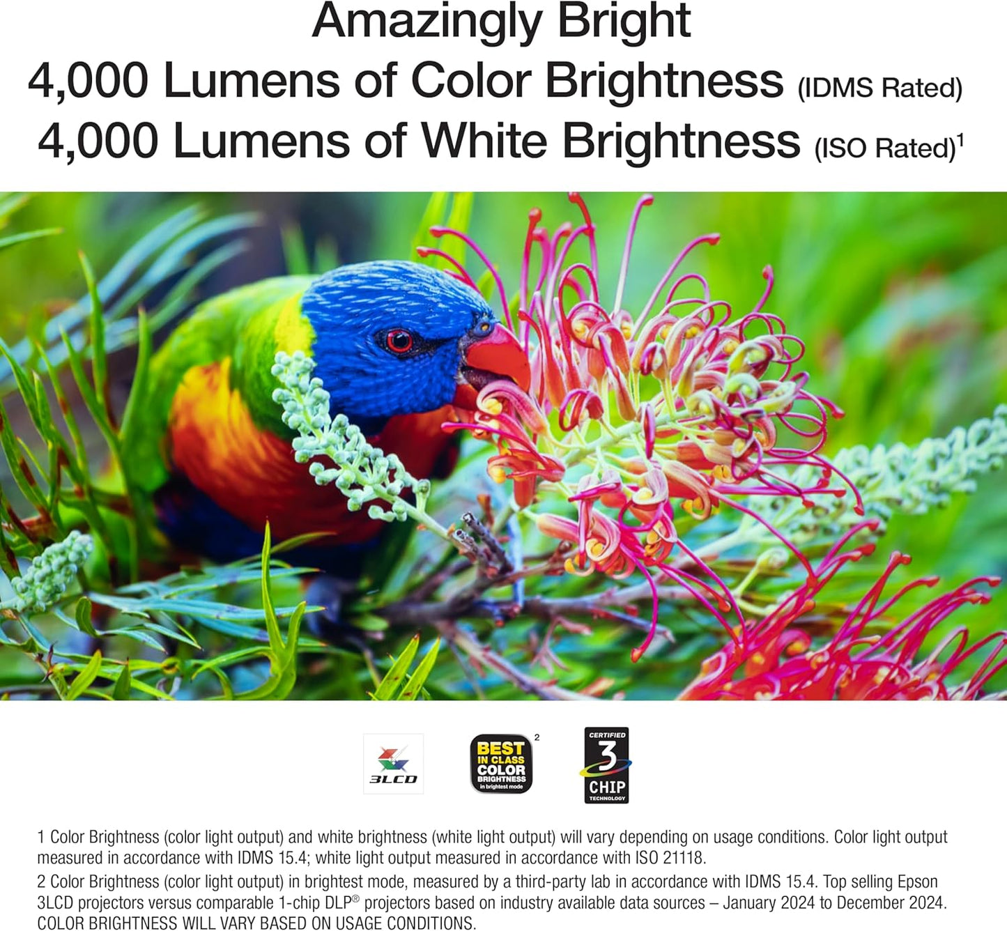Epson Home Cinema 980 3-Chip 3LCD 1080P Projector 4,000 Lumens Color and White Brightness, Streaming/Gaming/ Media Room, Built-In Speaker, Auto Picture Skew, 16000:1 Contrast, 2 HDMI Ports
