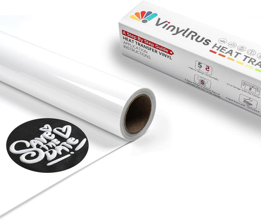 Vinylrus White Puff Vinyl Heat Transfer 3D -12” X 6Ft Puff Iron on Vinyl for T-Shirt, Puff HTV Vinyl Roll for Silhouette Cameo, or Maker, Easy to Cut and Weed
