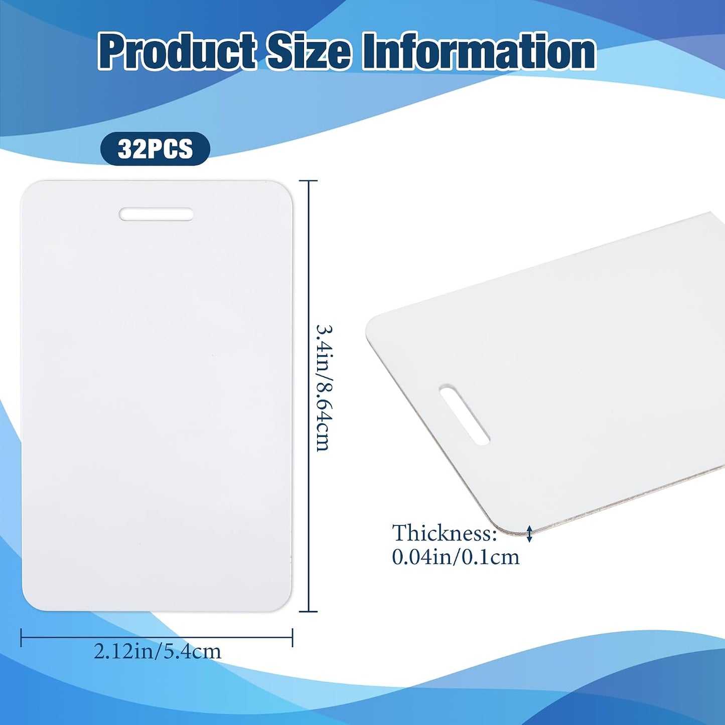 Starry 32Pcs Sublimation Id Badge Blanks Double Sided Aluminum Id Badge Card Luggage Tag Id Name Tags Metal Keychain Sublimation Blanks Bulk