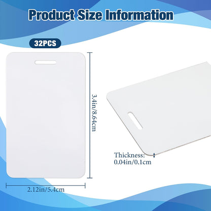 Starry 32Pcs Sublimation Id Badge Blanks Double Sided Aluminum Id Badge Card Luggage Tag Id Name Tags Metal Keychain Sublimation Blanks Bulk
