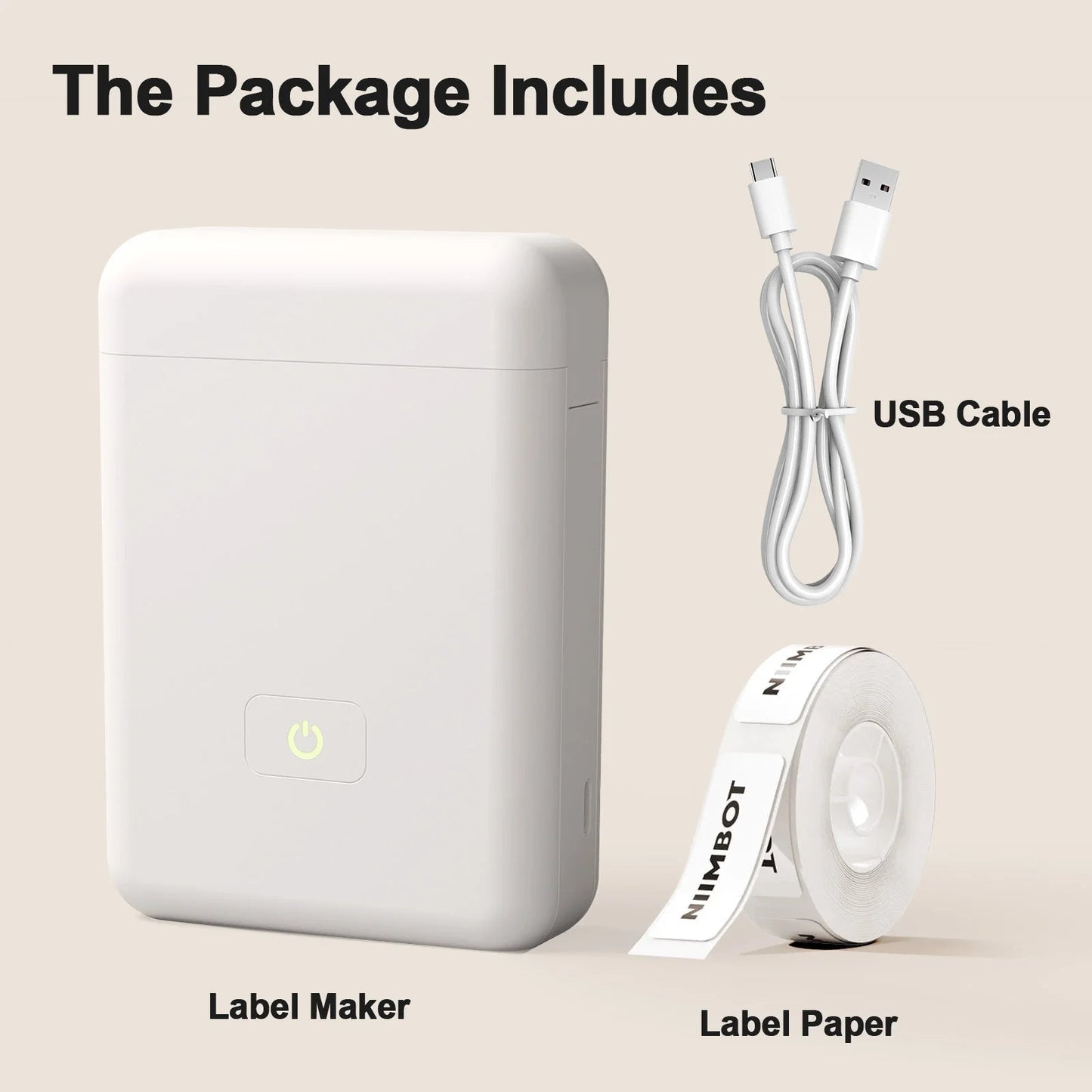 Portable Label Maker Machine with Tape - HP2 Bluetooth Label Printer for Storage, Office, Home, Mini Smart Phone, White