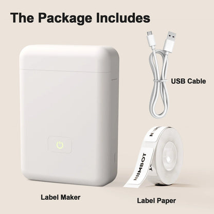 Portable Label Maker Machine with Tape - HP2 Bluetooth Label Printer for Storage, Office, Home, Mini Smart Phone, White