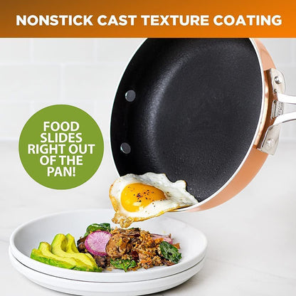 Pots and Pans Set Stackable Nonstick Copper Cast Cookware Set 10Pcs