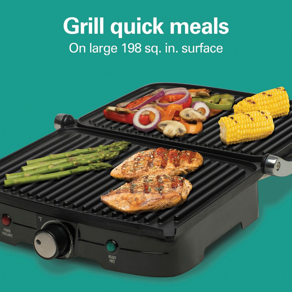 Indoor Grill with Panini Press 2 in 1, Nonstick Plates, Stainless Steel, 25334-MX
