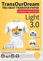 Transourdream Tru-Heat Transfer Paper for Inkjet & Laserjet Printer (20 Sheets 8.5X11, 3.0) Printable HTV Heat Transfer Vinyl for T Shirts Iron on Transfers for Light Fabrics (TRANS-L3-1-20)