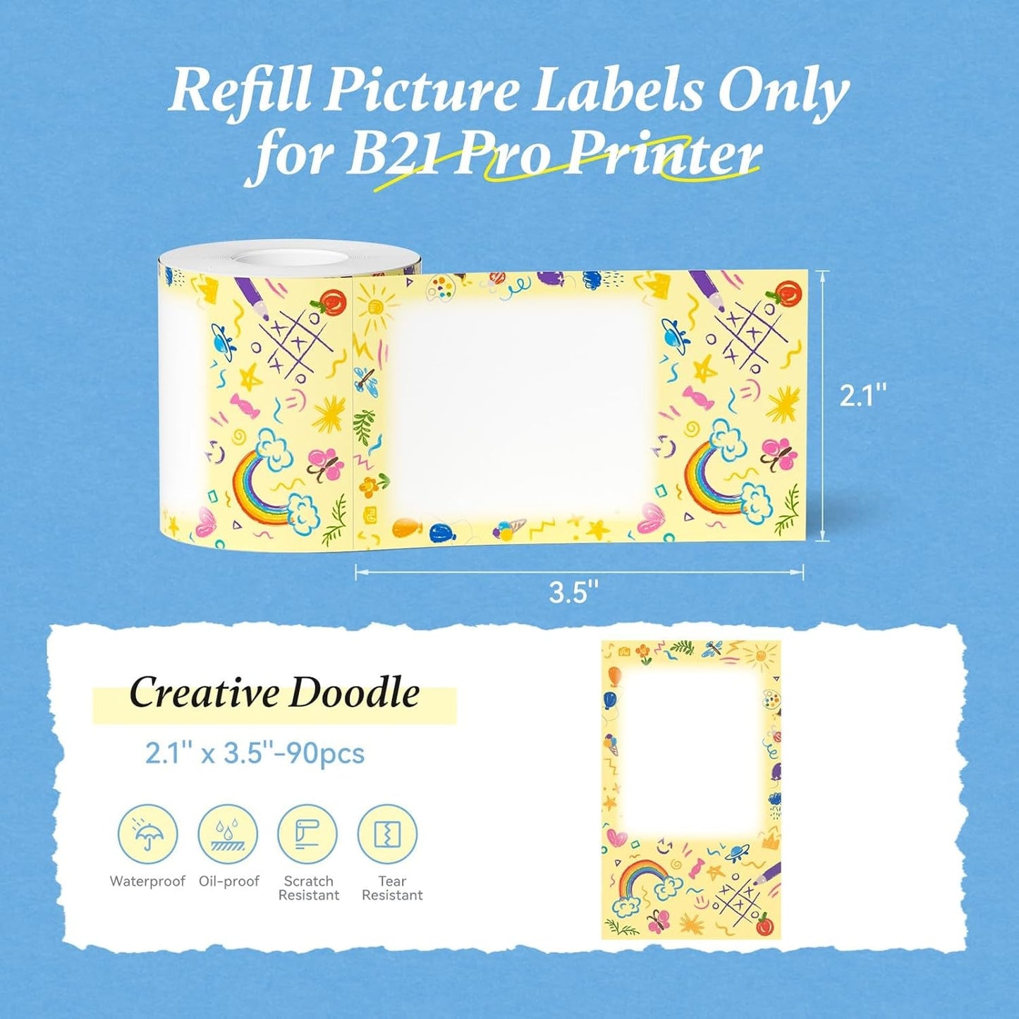 NIIMBOT Photo Papers Compatible with Pro Series Label Makers, Thermal Picture Labels Good Idea to Print Photos, Beauty Memories, Note,List (2.1''X3.5''-54X90Mm)