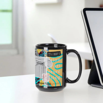 Sublimation Coffee Mugs Blank Black with White Patch 15 OZ 8 Pack