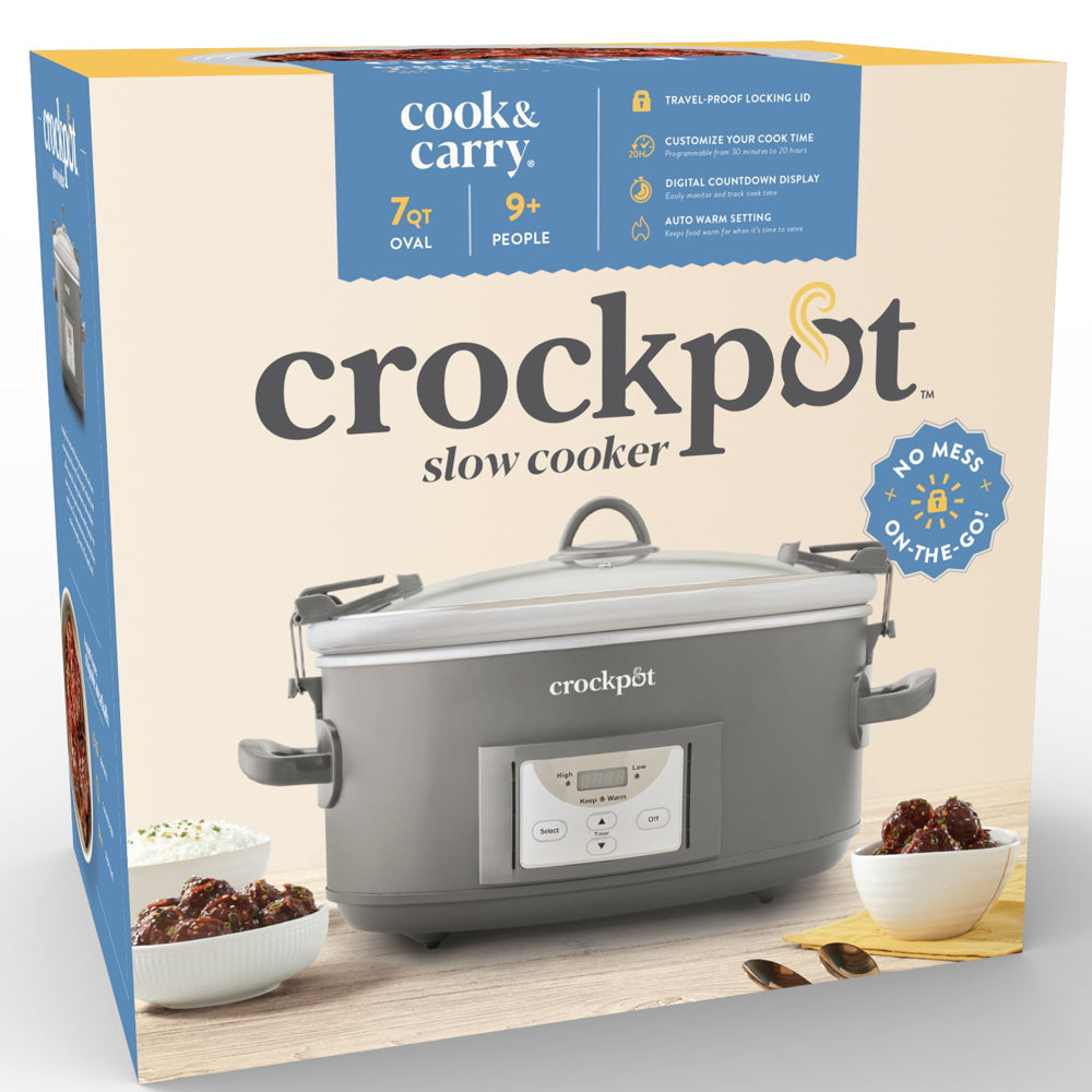 7-Quart Cook and Carry Programmable Slow Cooker, Grey