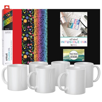 6 Mugs Blanks and Infusible Ink Bundle Sublimation Transfer Paper  Mug Press Machine for DIY Custom Coffee Tea Mugs