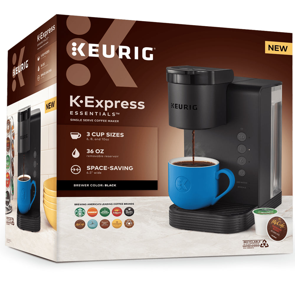 K-Express Essentials Single Serve K-Cup Pod Coffee Maker, Black