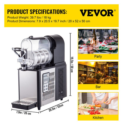 brand Commercial Slushy Machine,3L Margarita Machine, Single Bowl Stainless Steel Frozen Drink Slush Machine,Black