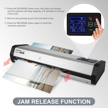 SINCHI Robust 6-Roller Laminator Machine with LCD Display, 3-10 Mil, Heavy Duty, 13-Inch Thermal Laminating Machine for Commercial Use, 1.5-Minute Warm-Up, 90 Inches/Minute, 105 Settings & 99 Memories