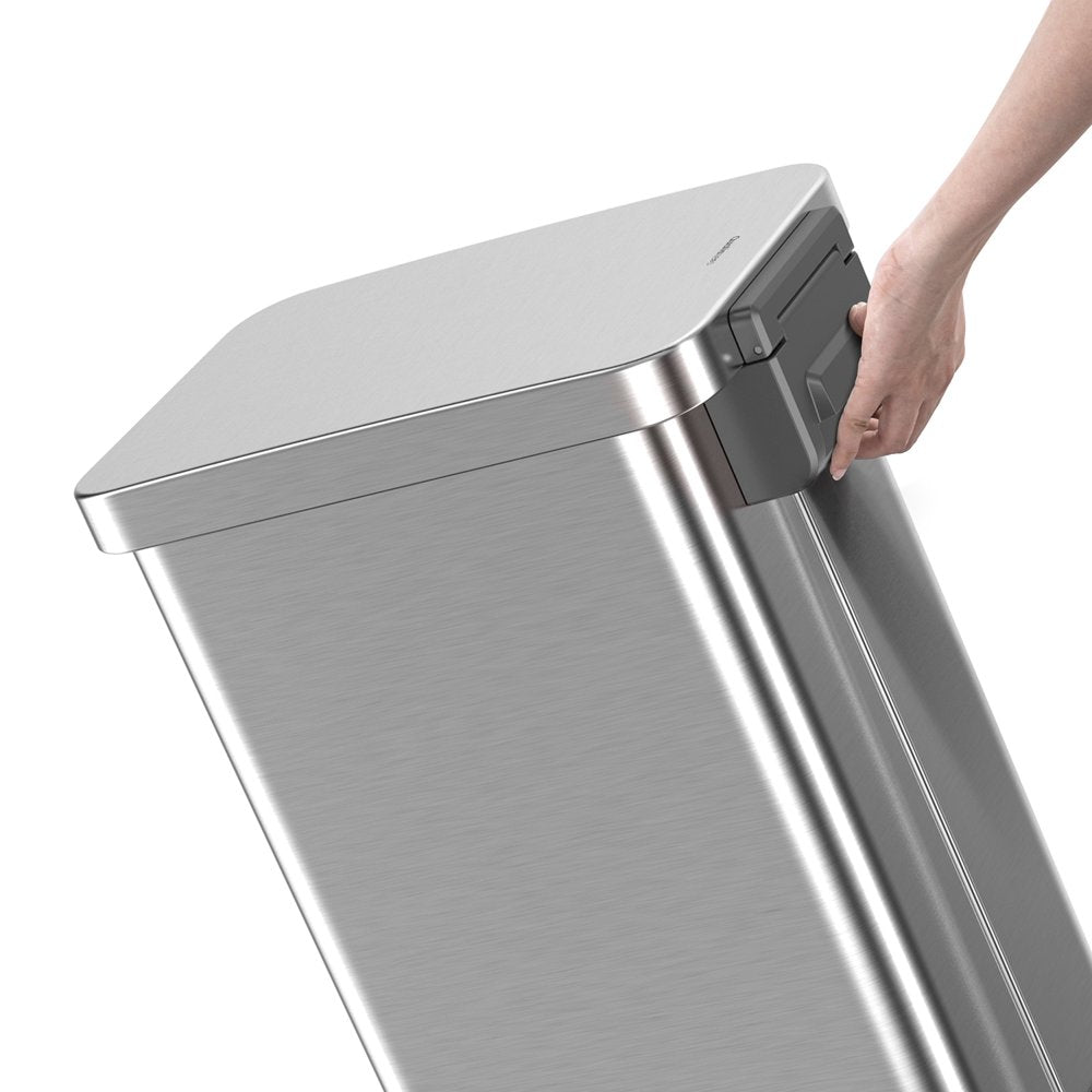 13.2 Gallon Trash Can, Stainless Steel Step on Slim Kitchen Trash Can, Silver