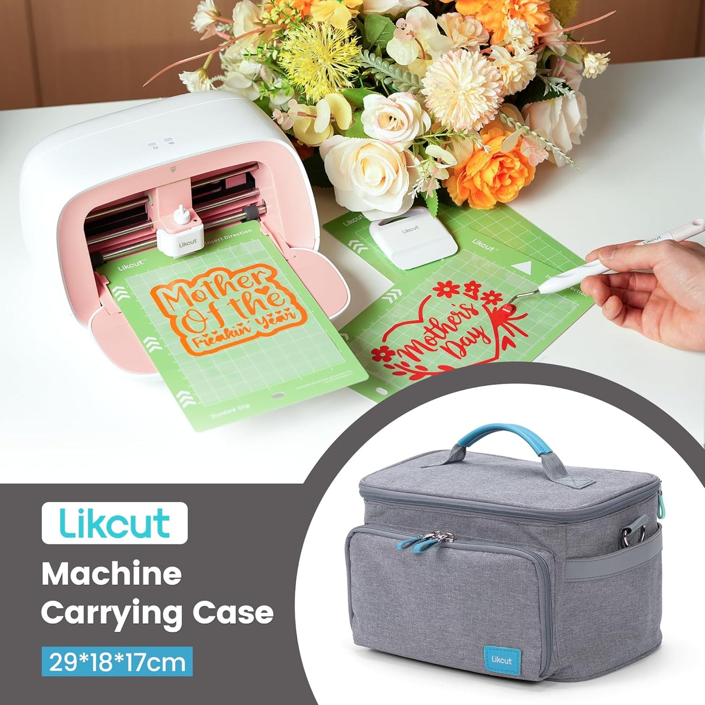 Tote Carrying Case Bag for Glee S501 Vinyl Cutting Machine - Protable Travel Storage Bag Compatible with Cricut Joy, Accessories and Suppliers, Grey