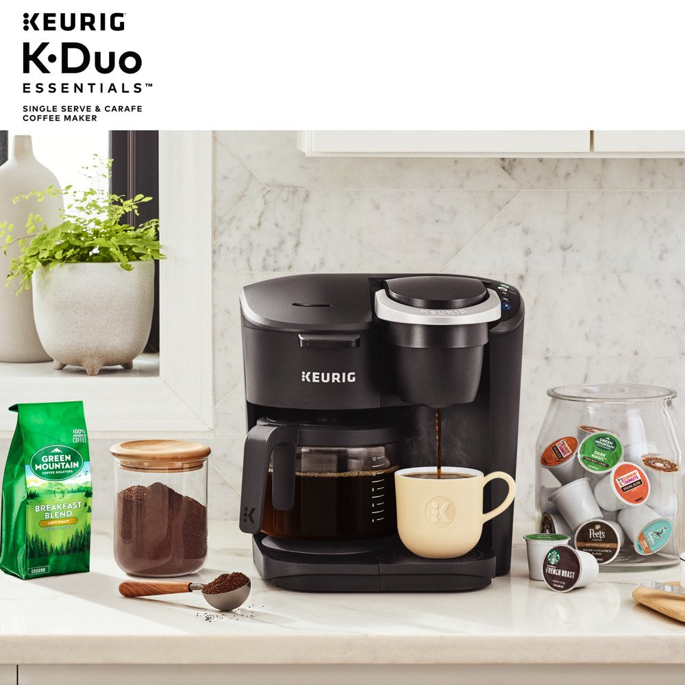 K-Duo Essentials Black Single-Serve K-Cup Pod Coffee Maker, Black