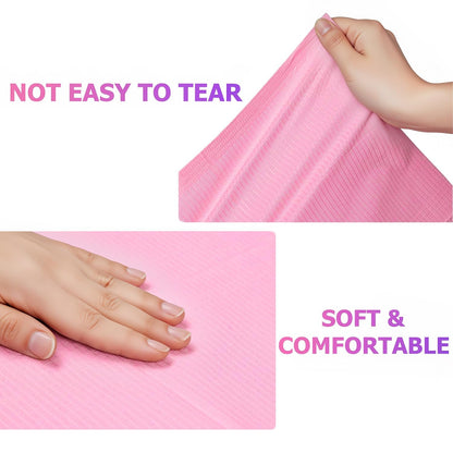 Makartt Disposable Nail Mats, 50 Pcs 3-Ply Absorbent Nail Table Pads with PE Backing, 18” X 13” Nail Desk Protection for Manicure Pedicure, Acrylic Gel Practice, Salon & Home DIY (Pink)
