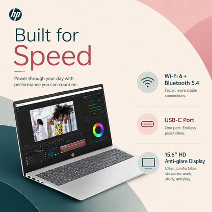 HP 15.6" Ultrabook, 16GB RAM, 640GB Storage(512Gb External and 128GB UFS), Office 365 1 Year, Intel 4-Core, Windows 11, Wi-Fi 6, Light and Slim for Everyday Use, No Mouse