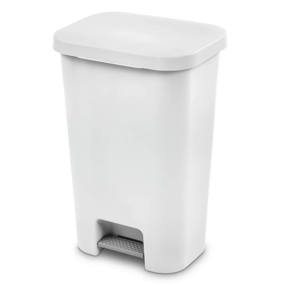 11.9 Gal. Stepon Wastebasket Plastic, White