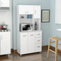 Laminate Kitchen Microwave Storage Cabinet 35"W, White