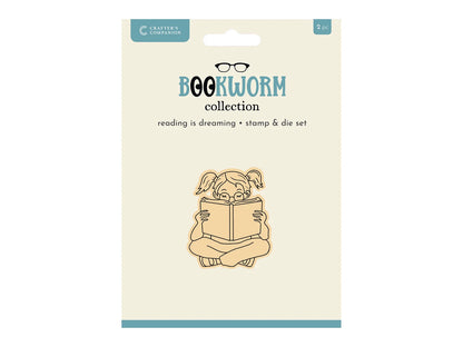 Crafters Companion Bookworm Collection Stamp & Die Set - Reading Is Dreaming