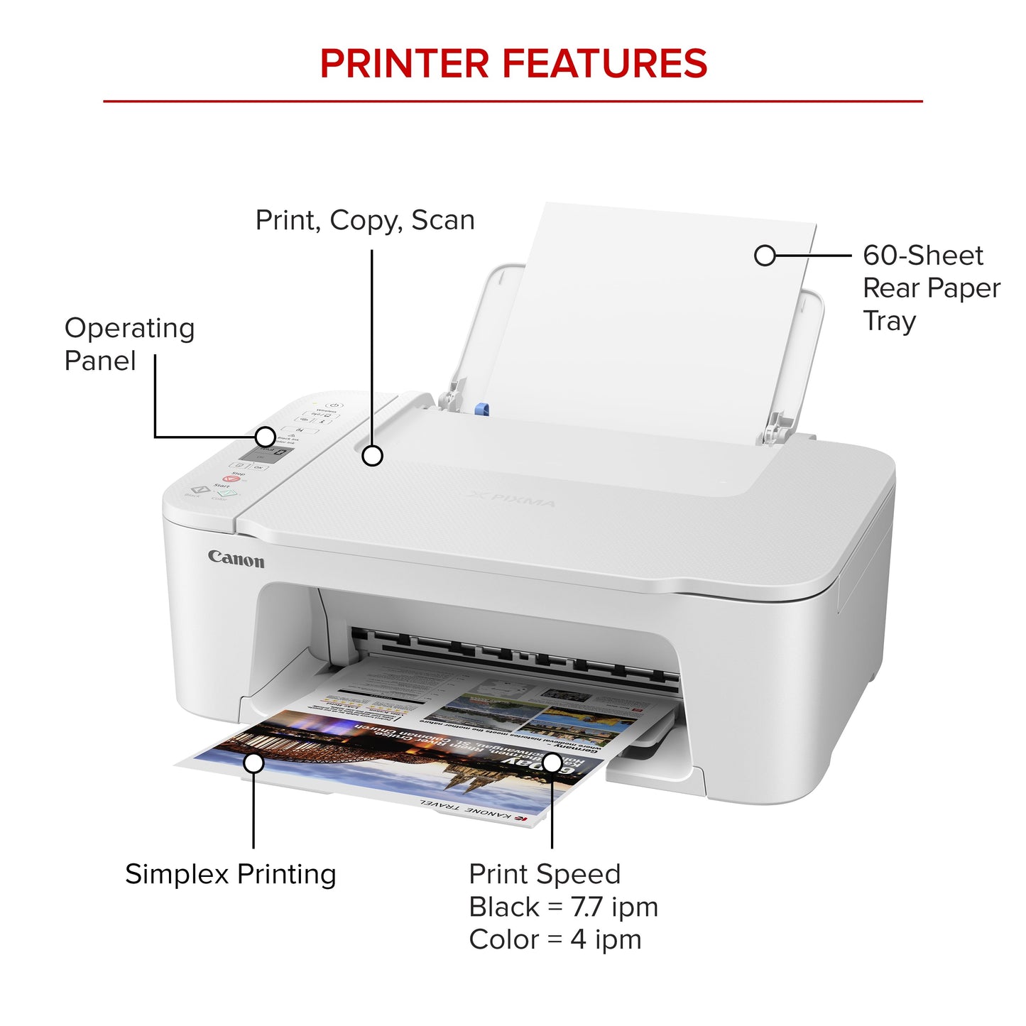 Canon PIXMA TS3722 All-In-One, Wireless Inkjet Printer for Home Office