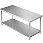 Stainless Steel Prep Table, 72 X 30 X 34 Inch, 550Lbs Load Capacity Heavy Duty Metal Worktable with Adjustable Undershelf, Commercial Workstation for Kitchen Restaurant Garage Backyard