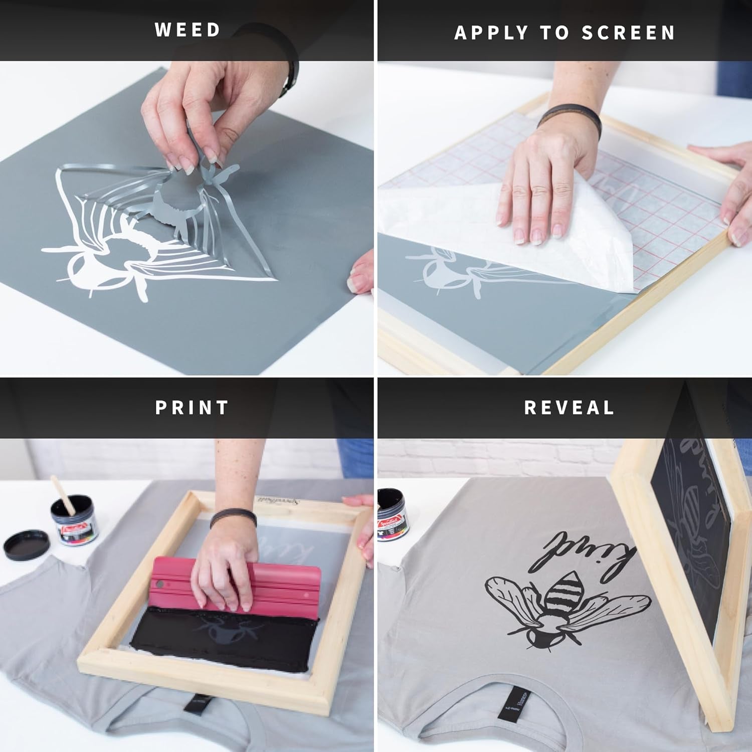 Speedball Beginner Screen Printing Craft Vinyl Kit, Use with Cutting Machine to Easily Print Custom T-Shirts and Home Decor