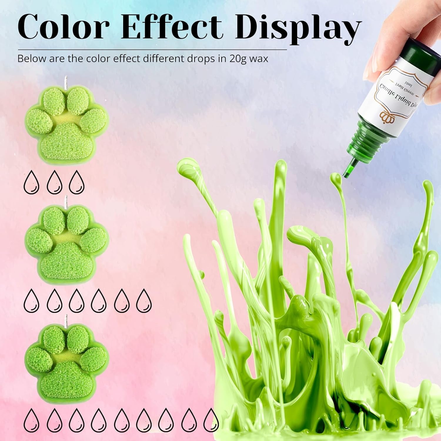 Candle Dye - 16 Vivid Colors Liquid Candle Wax Dye, High Concentrate Candle Dye for Soy Wax, Beeswax, Gel Wax, Palm Wax - 10Ml/ 0.35 Oz